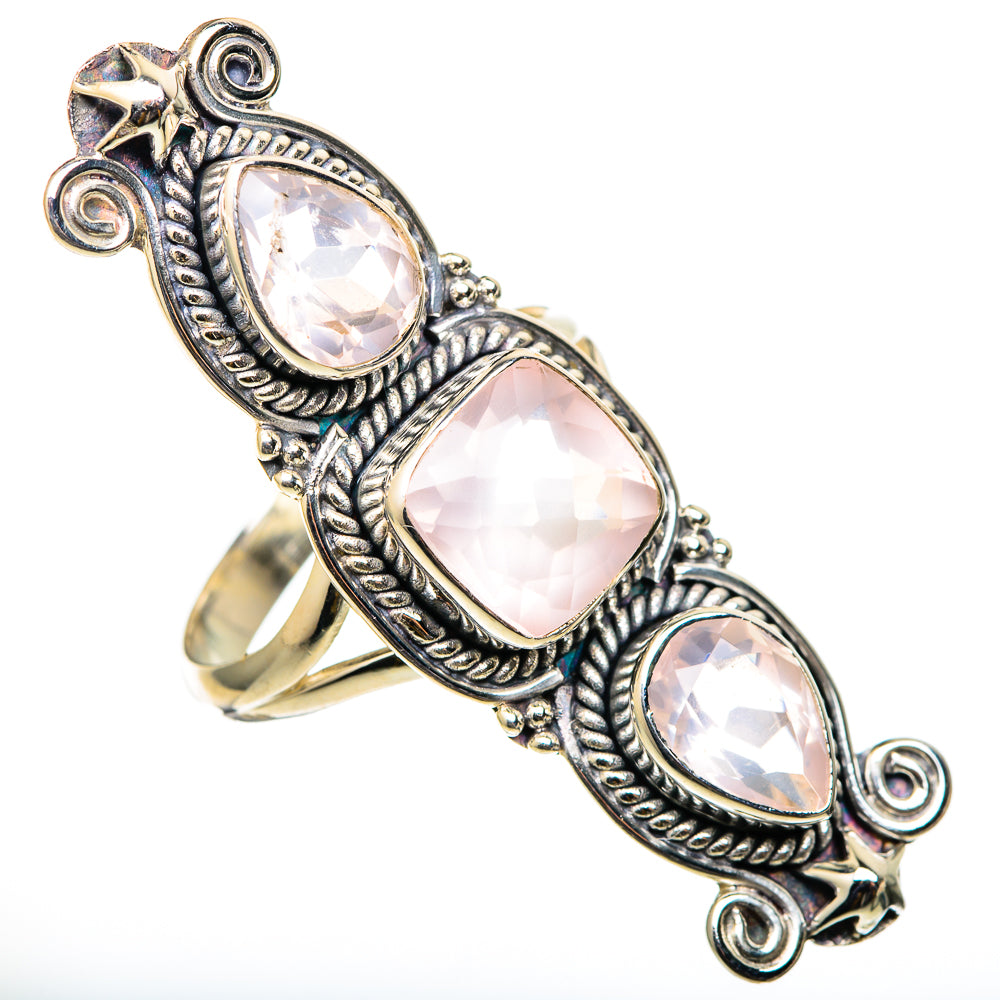 Rose Quartz Rings handcrafted by Anasilvercos - RING101558
