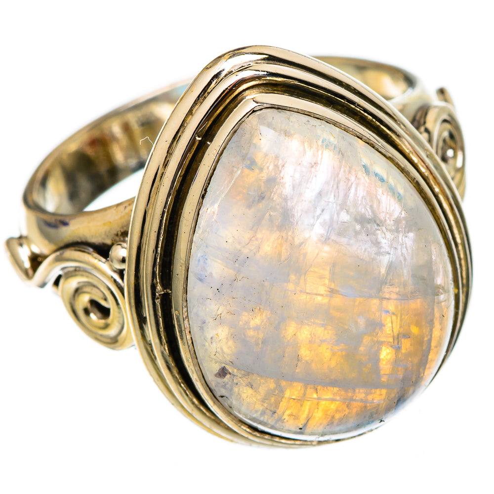 Rainbow Moonstone Rings handcrafted by Anasilvercos - RING101652