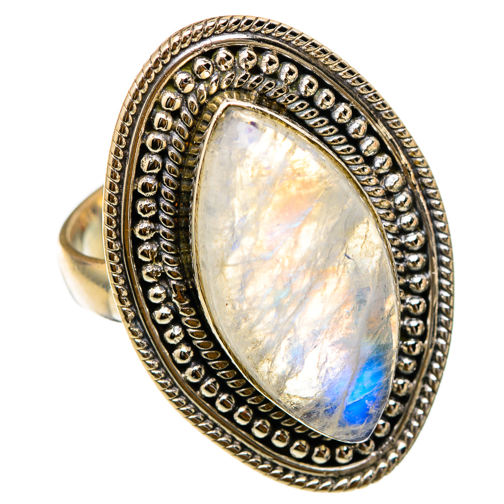 Rainbow Moonstone Rings handcrafted by Anasilvercos - RING101722 - Photo 2