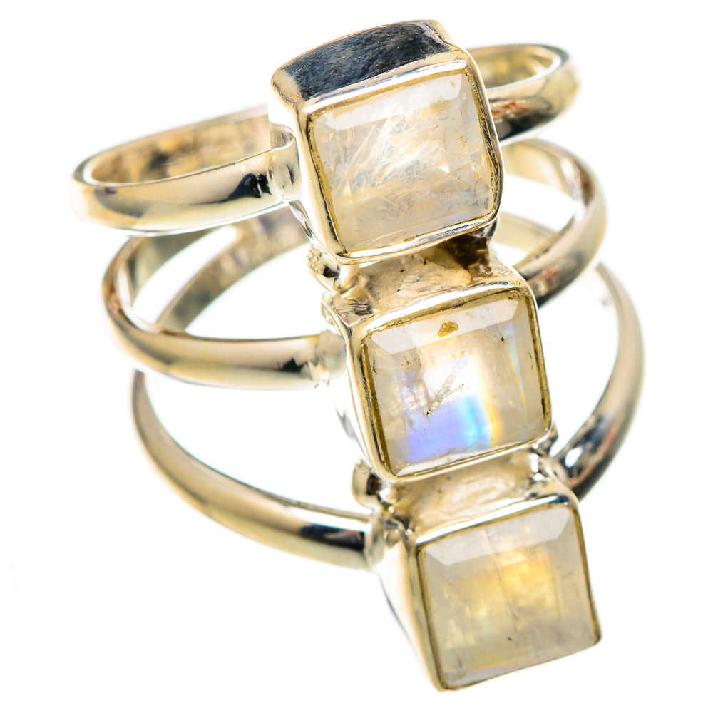 Rainbow Moonstone Rings handcrafted by Anasilvercos - RING101751