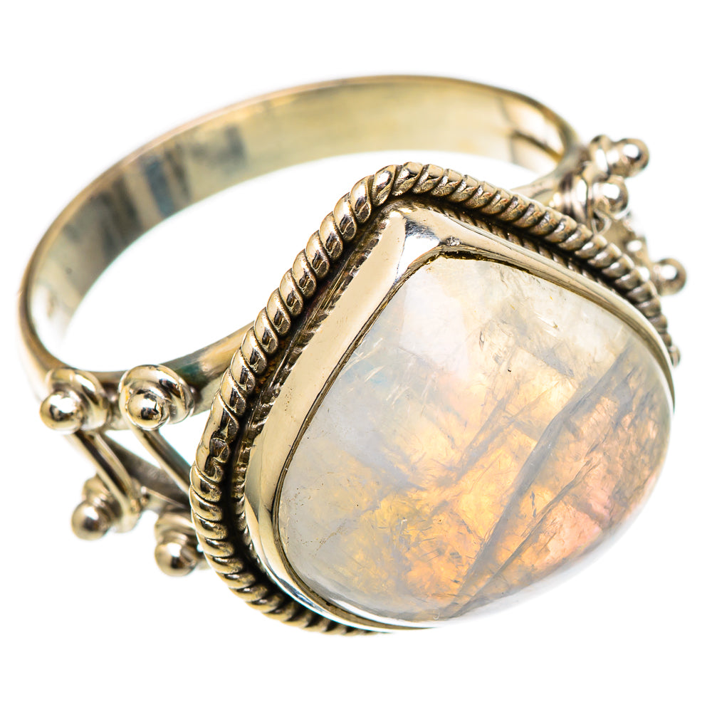 Rainbow Moonstone Rings handcrafted by Anasilvercos - RING101777
