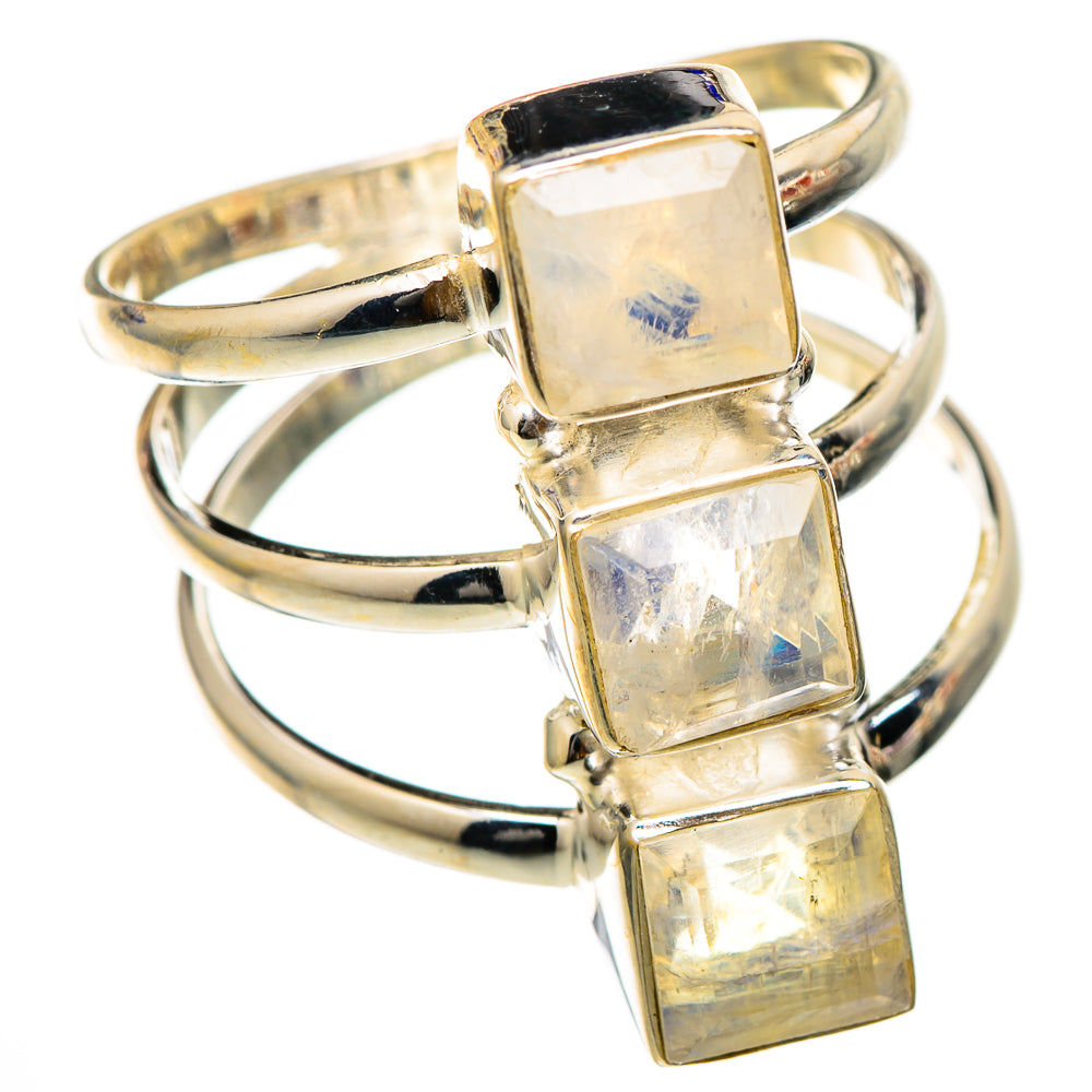 Rainbow Moonstone Rings handcrafted by Anasilvercos - RING101778