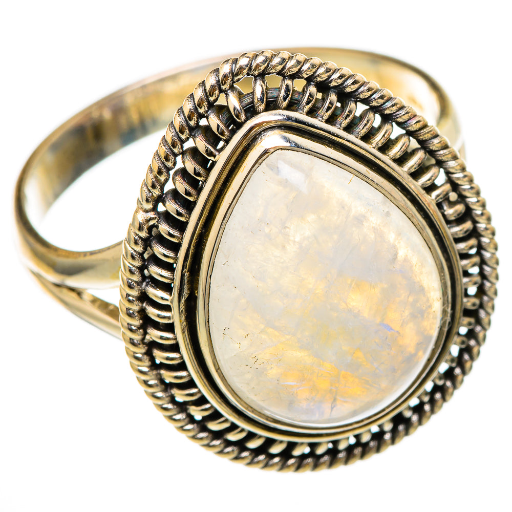Rainbow Moonstone Rings handcrafted by Anasilvercos - RING101783