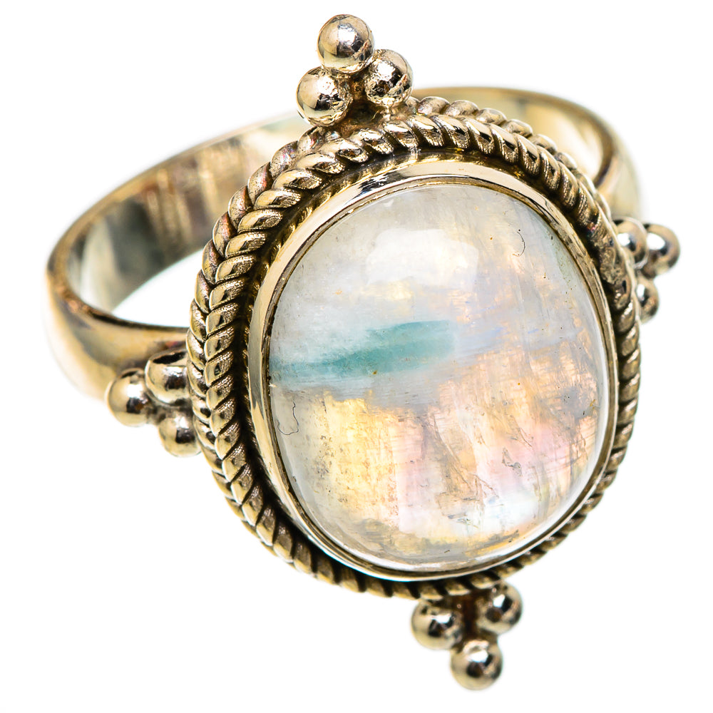 Rainbow Moonstone Rings handcrafted by Anasilvercos - RING101788