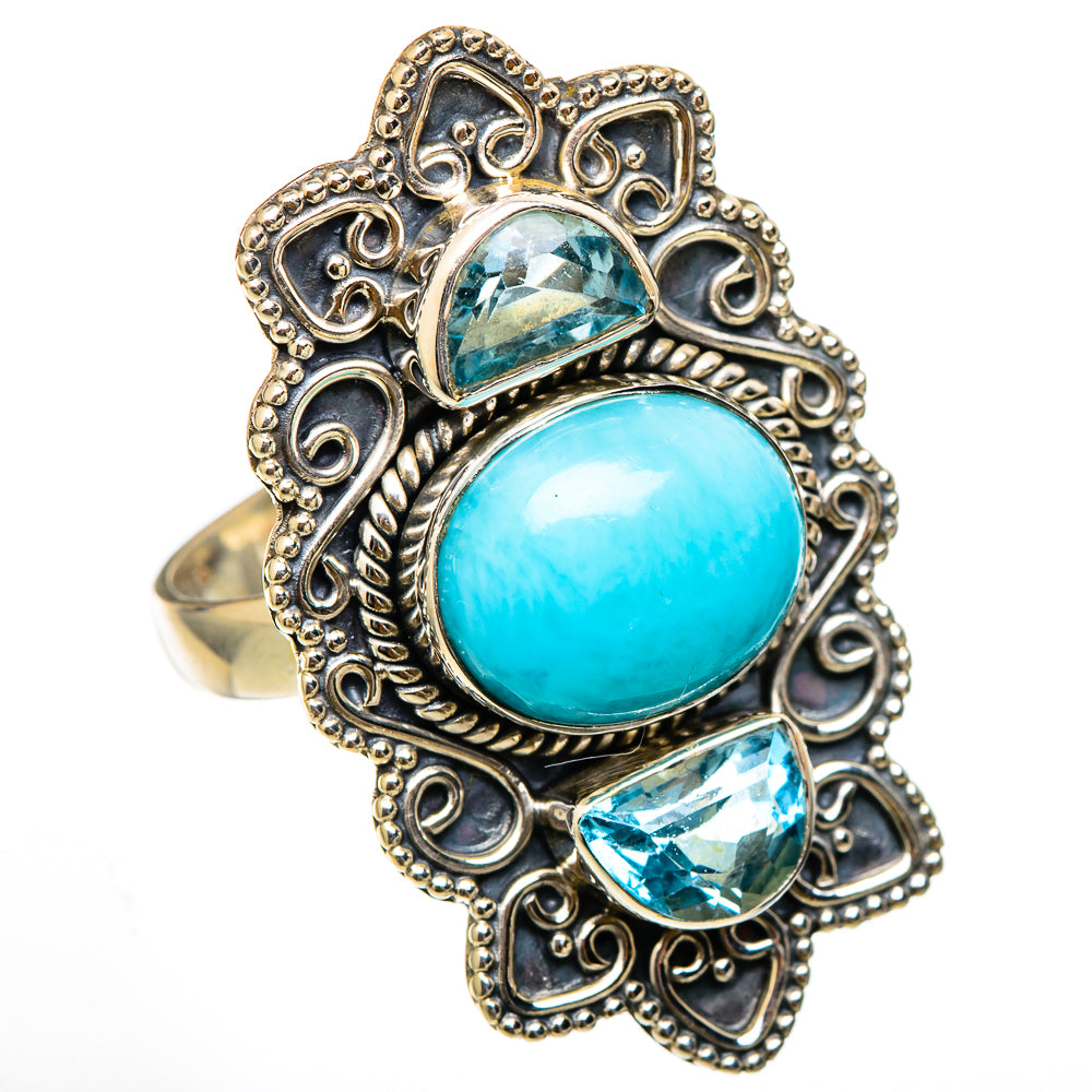 Larimar, Blue Topaz Rings handcrafted by Anasilvercos - RING101805
