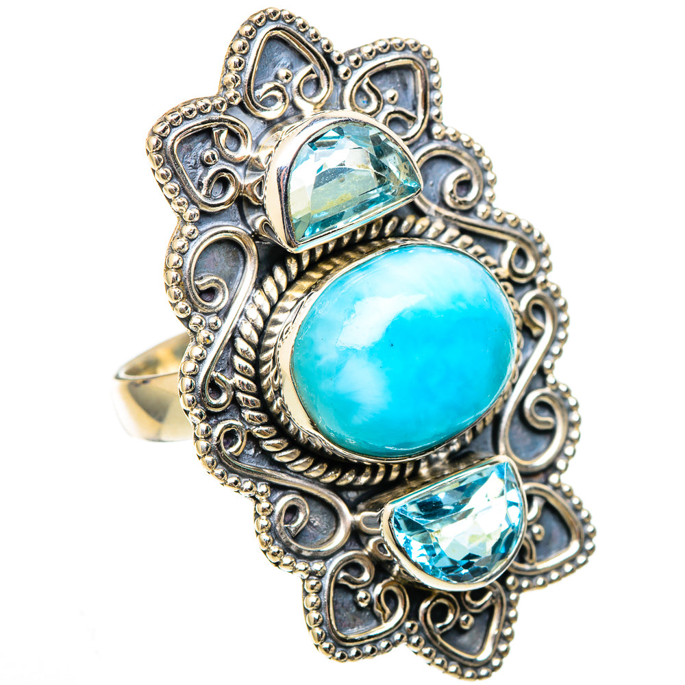 Larimar, Blue Topaz Rings handcrafted by Anasilvercos - RING101842 - Photo 2