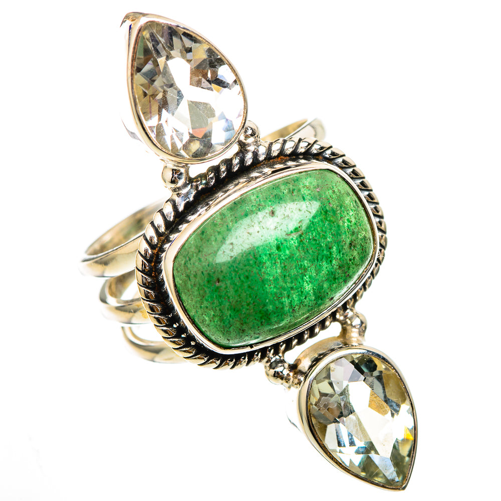 Green Aventurine, White Quartz Rings handcrafted by Anasilvercos - RING101849