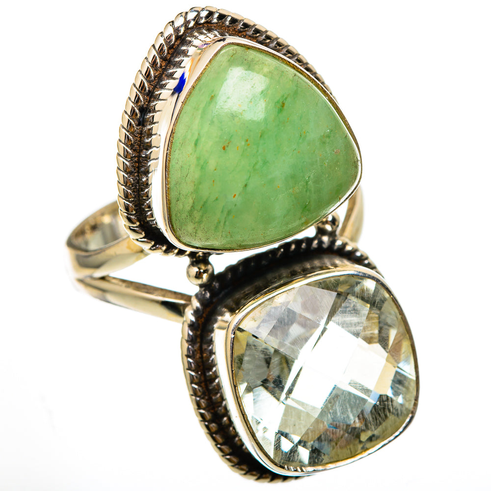 Green Aventurine, White Quartz Rings handcrafted by Anasilvercos - RING101852