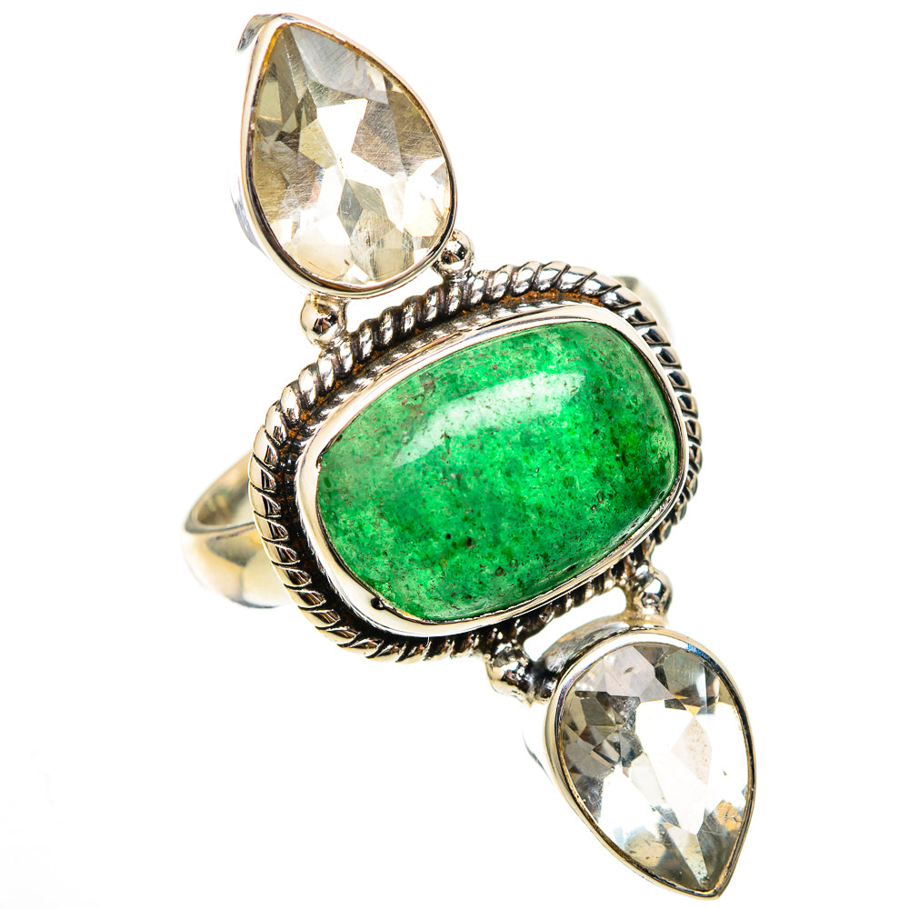 Green Aventurine, White Quartz Rings handcrafted by Anasilvercos - RING101881