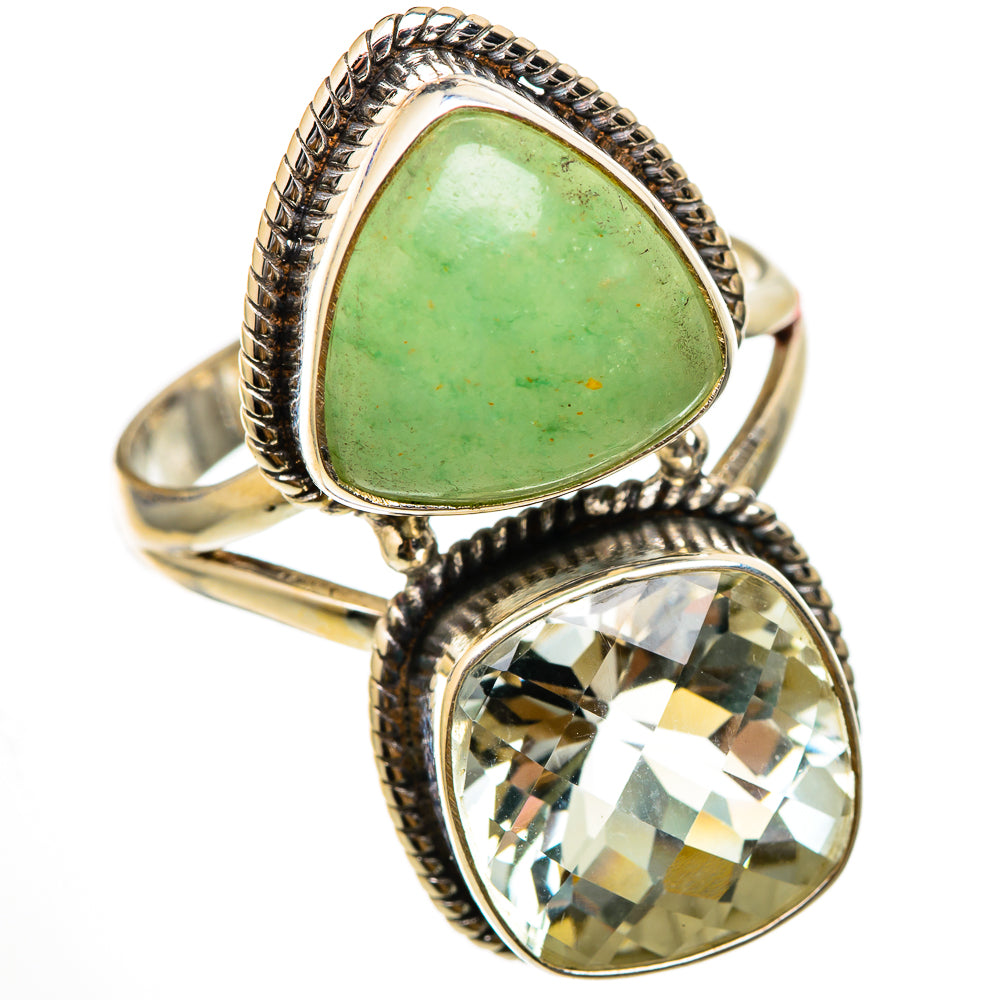 Green Aventurine, Green Amethyst Rings handcrafted by Anasilvercos - RING101882