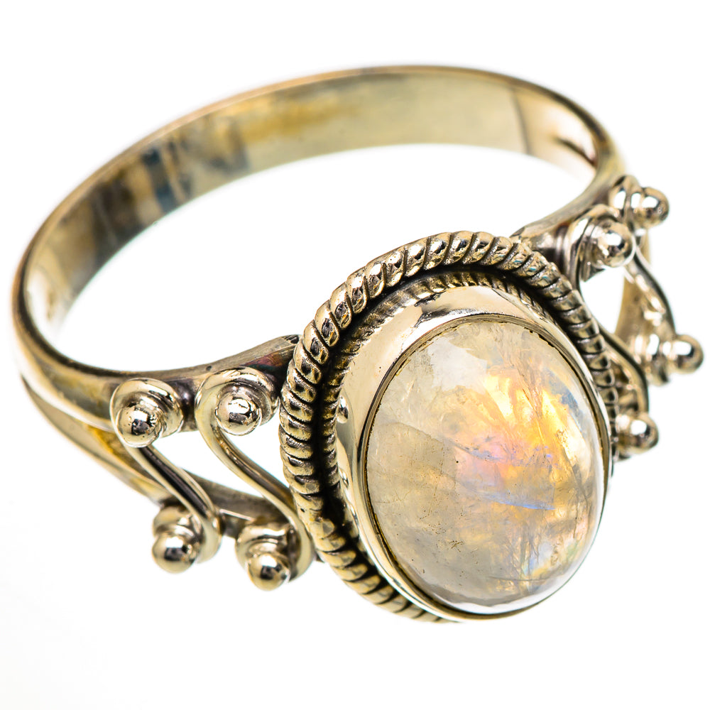 Rainbow Moonstone Rings handcrafted by Anasilvercos - RING102023 - Photo 2