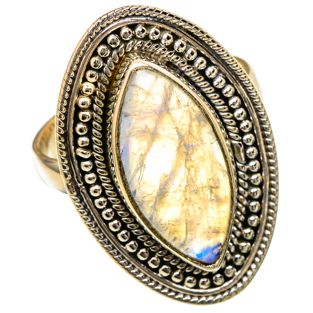 Rainbow Moonstone Rings handcrafted by Anasilvercos - RING102061