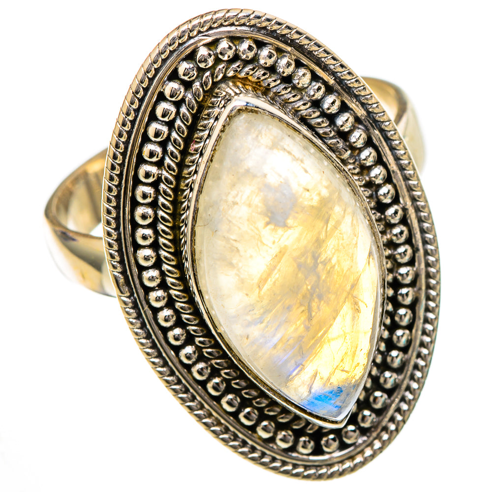 Rainbow Moonstone Rings handcrafted by Anasilvercos - RING102072