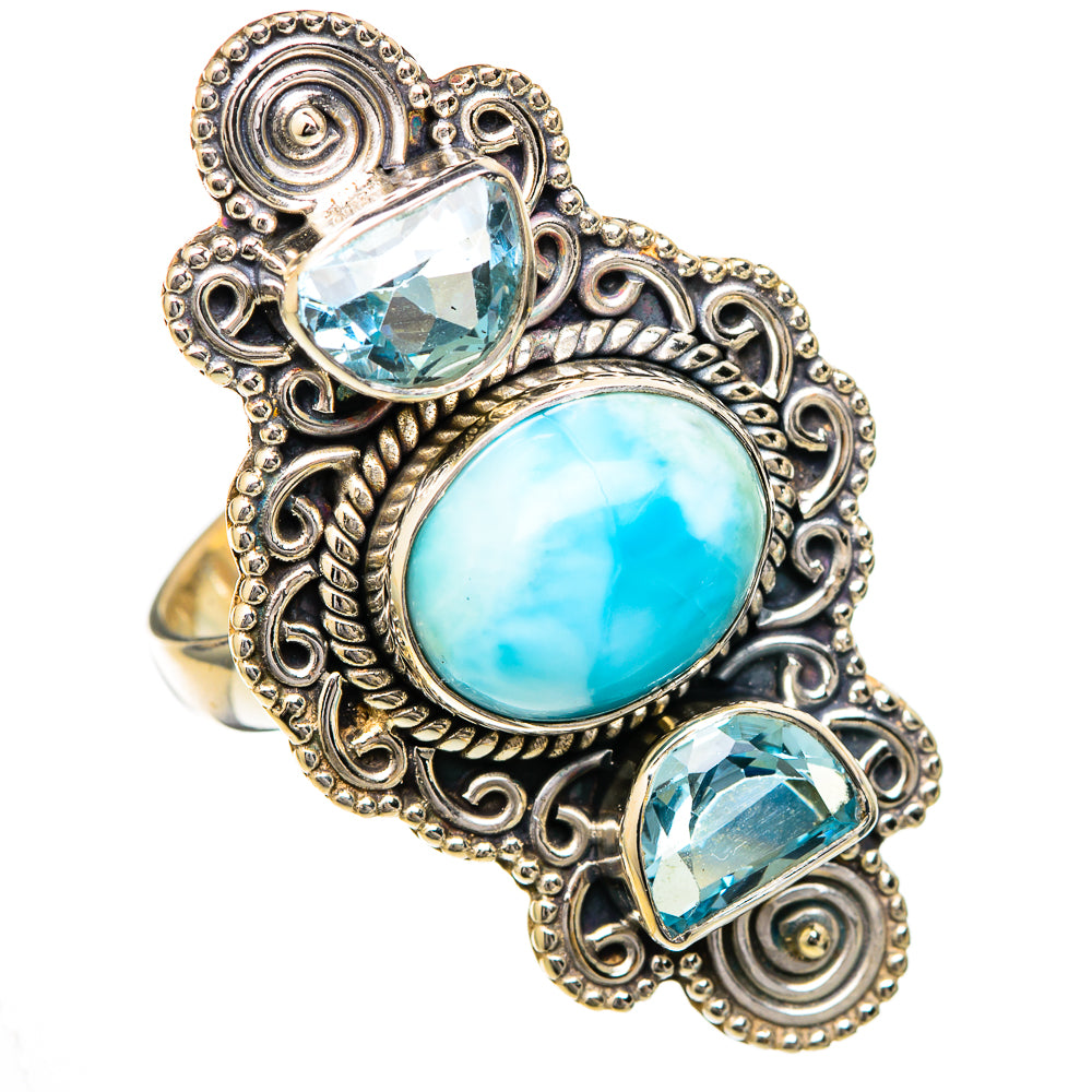 Larimar, Blue Topaz Rings handcrafted by Anasilvercos - RING102102