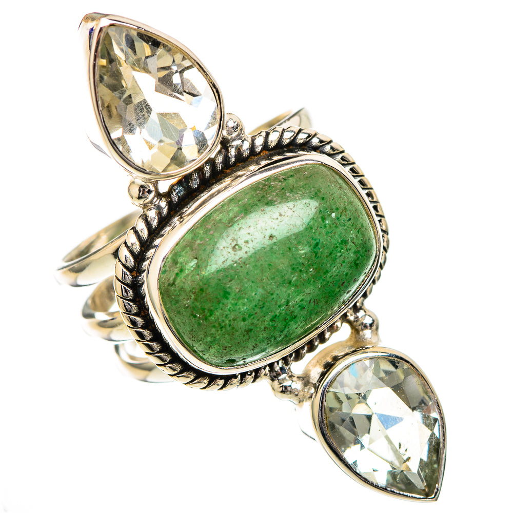 Green Aventurine, White Quartz Rings handcrafted by Anasilvercos - RING102107