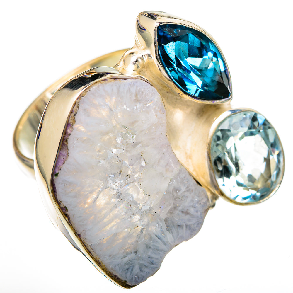 Rainbow Moonstone, Tanzanite, Blue Topaz Rings handcrafted by Anasilvercos - RING102176