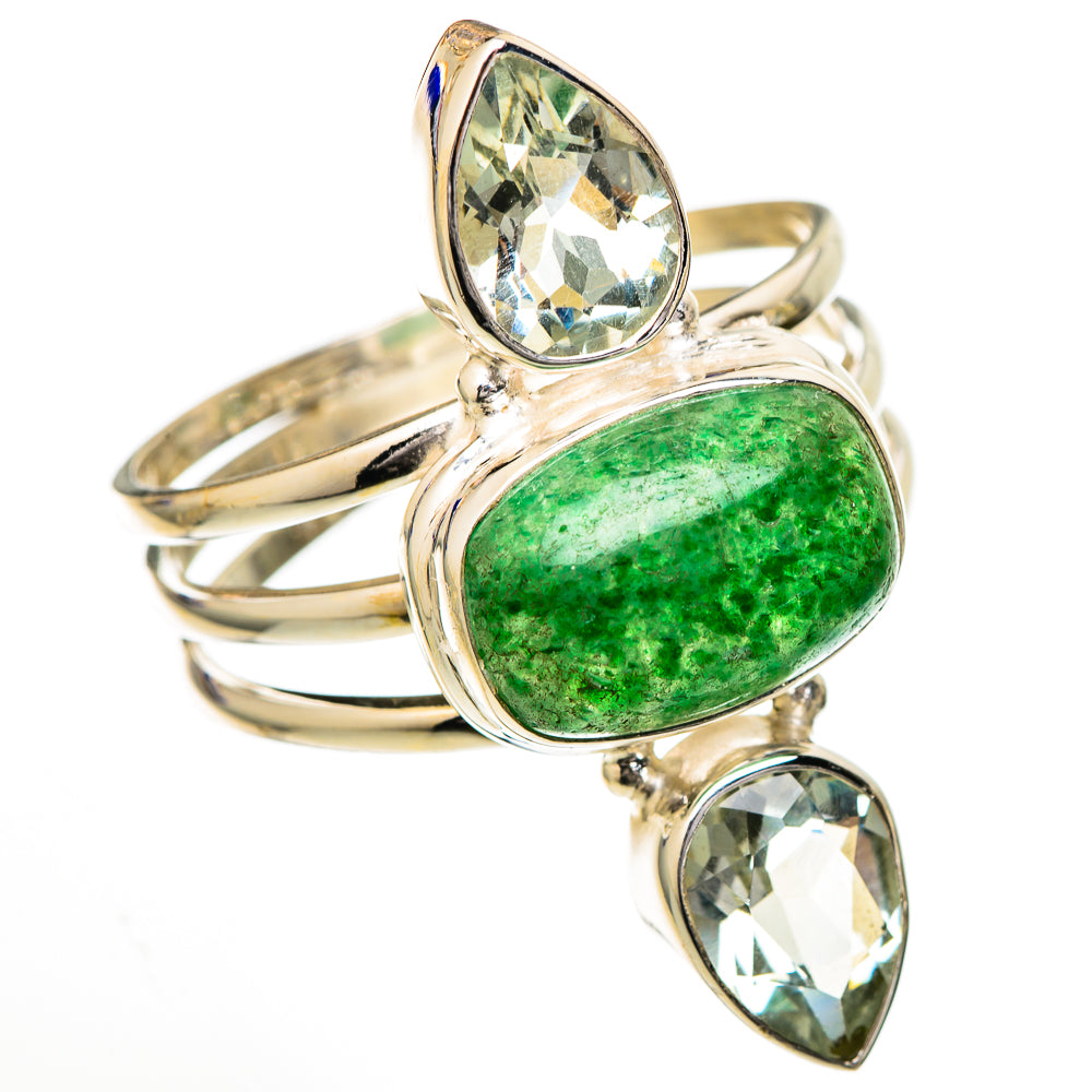 Green Aventurine, White Quartz Rings handcrafted by Anasilvercos - RING102221 - Photo 2