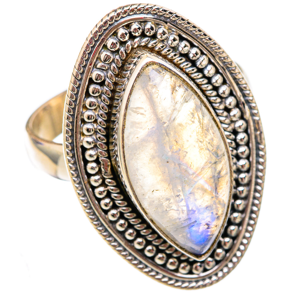 Rainbow Moonstone Rings handcrafted by Anasilvercos - RING102295