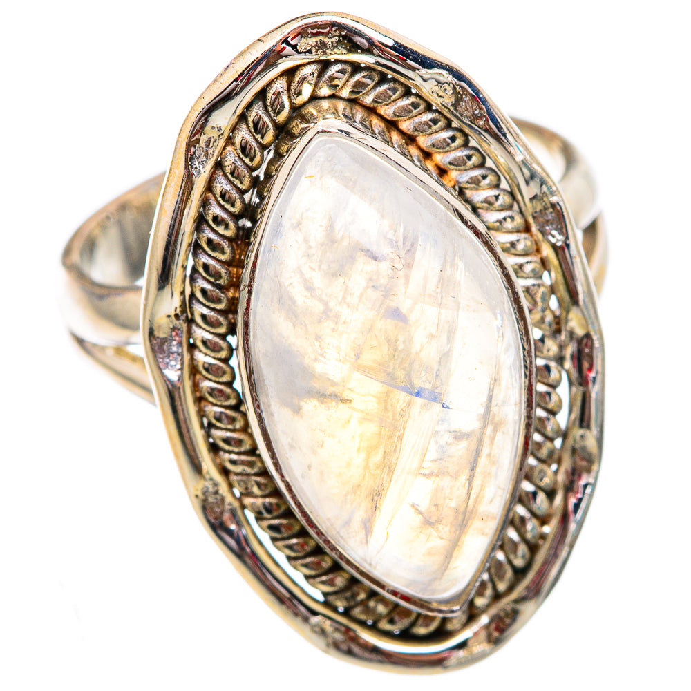 Rainbow Moonstone Rings handcrafted by Anasilvercos - RING102341