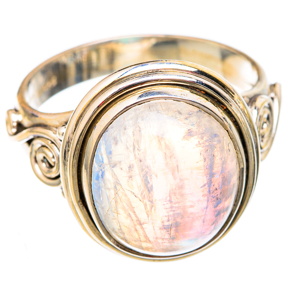 Rainbow Moonstone Rings handcrafted by Anasilvercos - RING102364