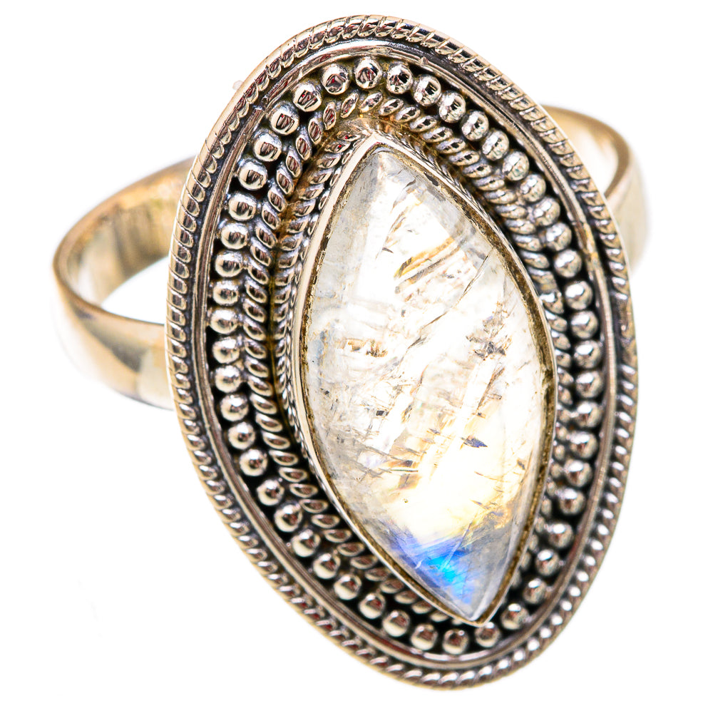 Rainbow Moonstone Rings handcrafted by Anasilvercos - RING102365