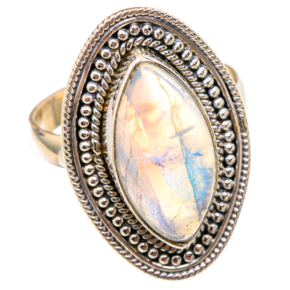 Rainbow Moonstone Rings handcrafted by Anasilvercos - RING102380