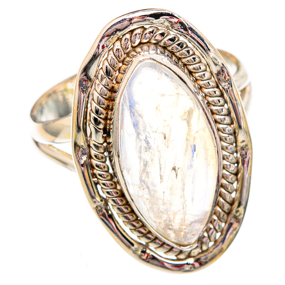 Rainbow Moonstone Rings handcrafted by Anasilvercos - RING102439