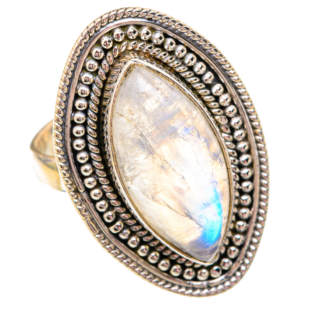 Rainbow Moonstone Rings handcrafted by Anasilvercos - RING102520 - Photo 2