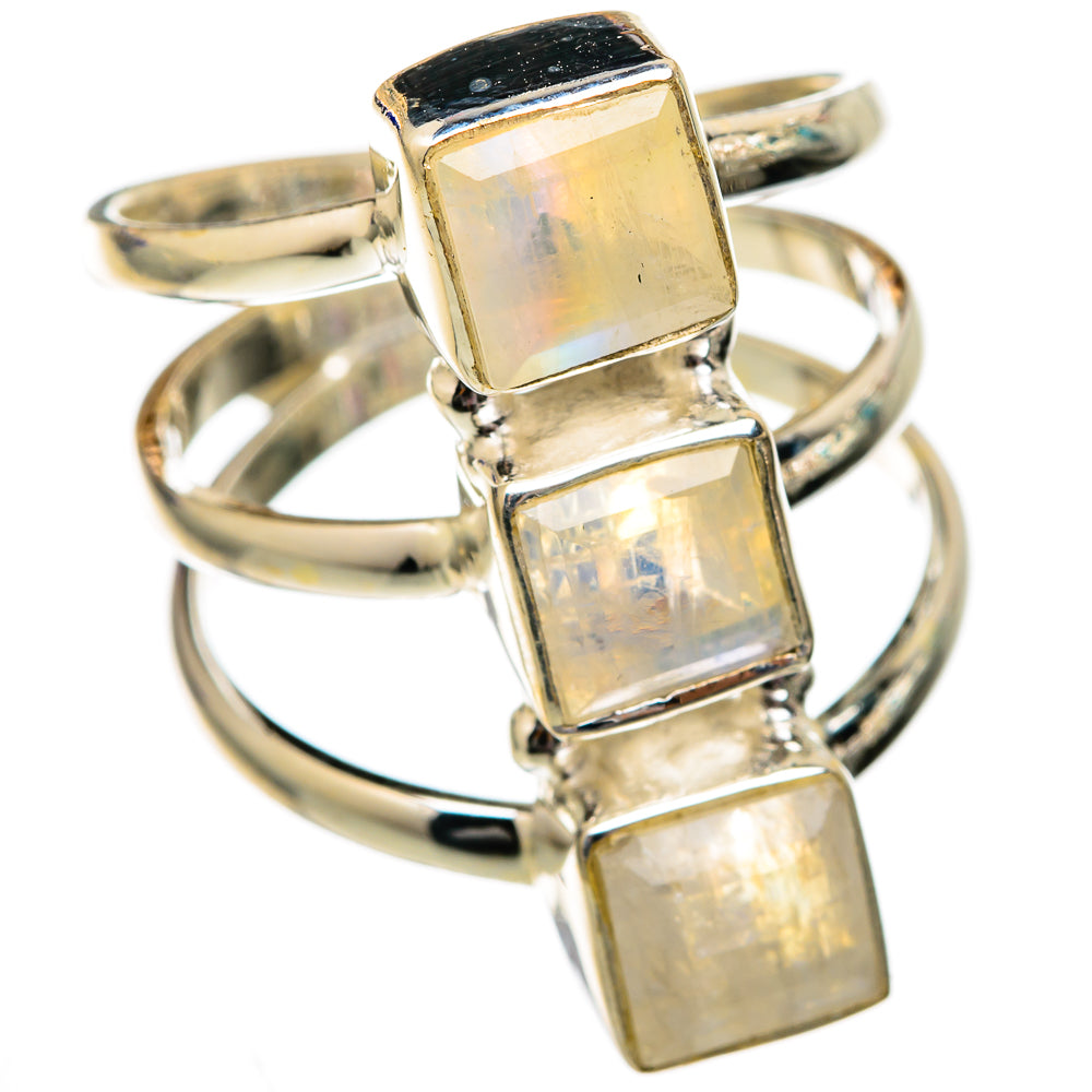 Rainbow Moonstone Rings handcrafted by Anasilvercos - RING102667
