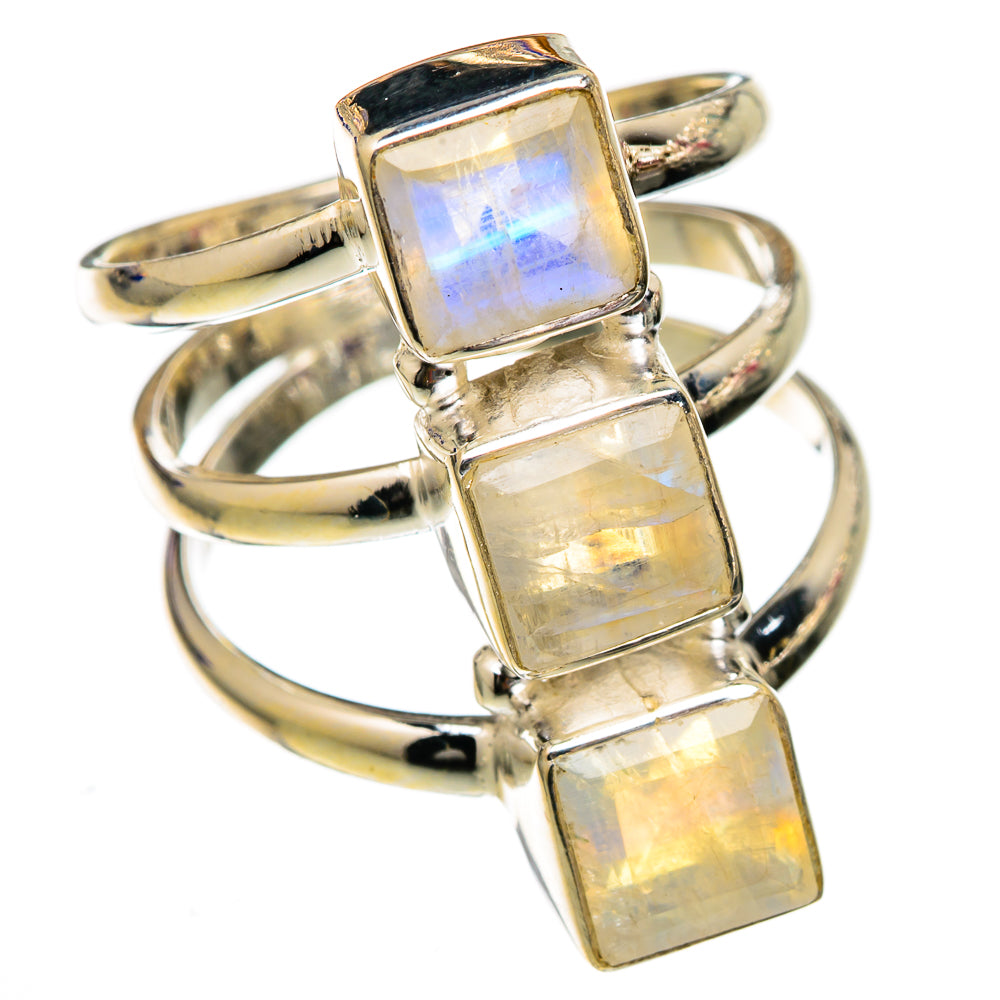 Rainbow Moonstone Rings handcrafted by Anasilvercos - RING102935
