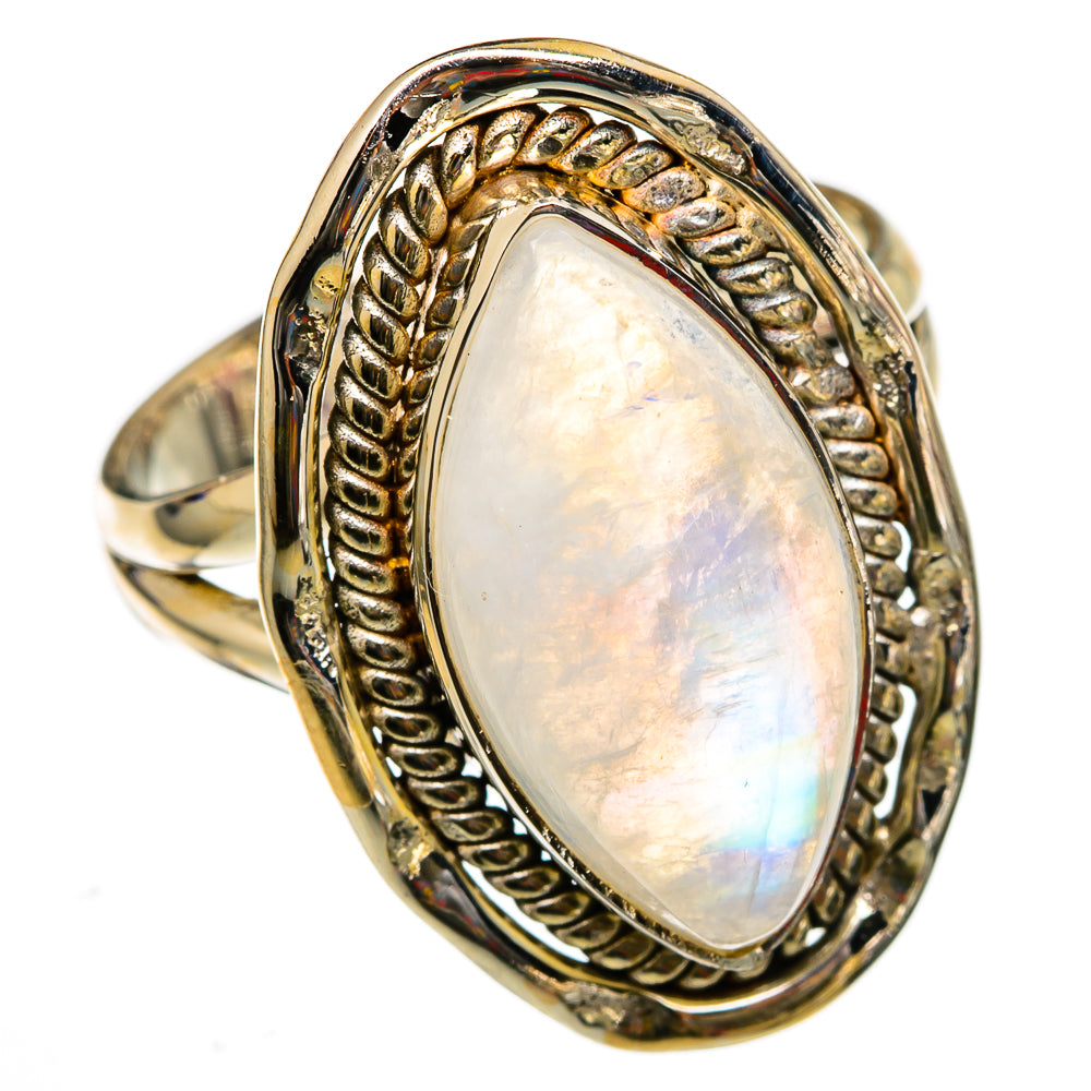 Rainbow Moonstone Rings handcrafted by Anasilvercos - RING102953