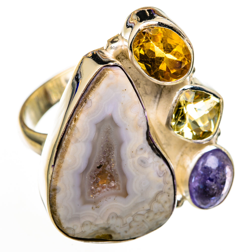 White Geode Slice Rings handcrafted by Anasilvercos - RING103100