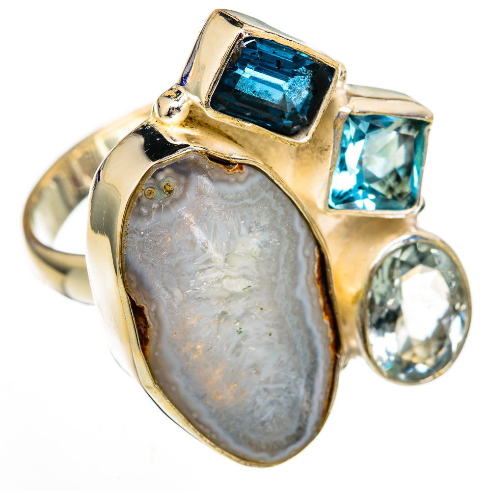 White Geode Slice Rings handcrafted by Anasilvercos - RING103155