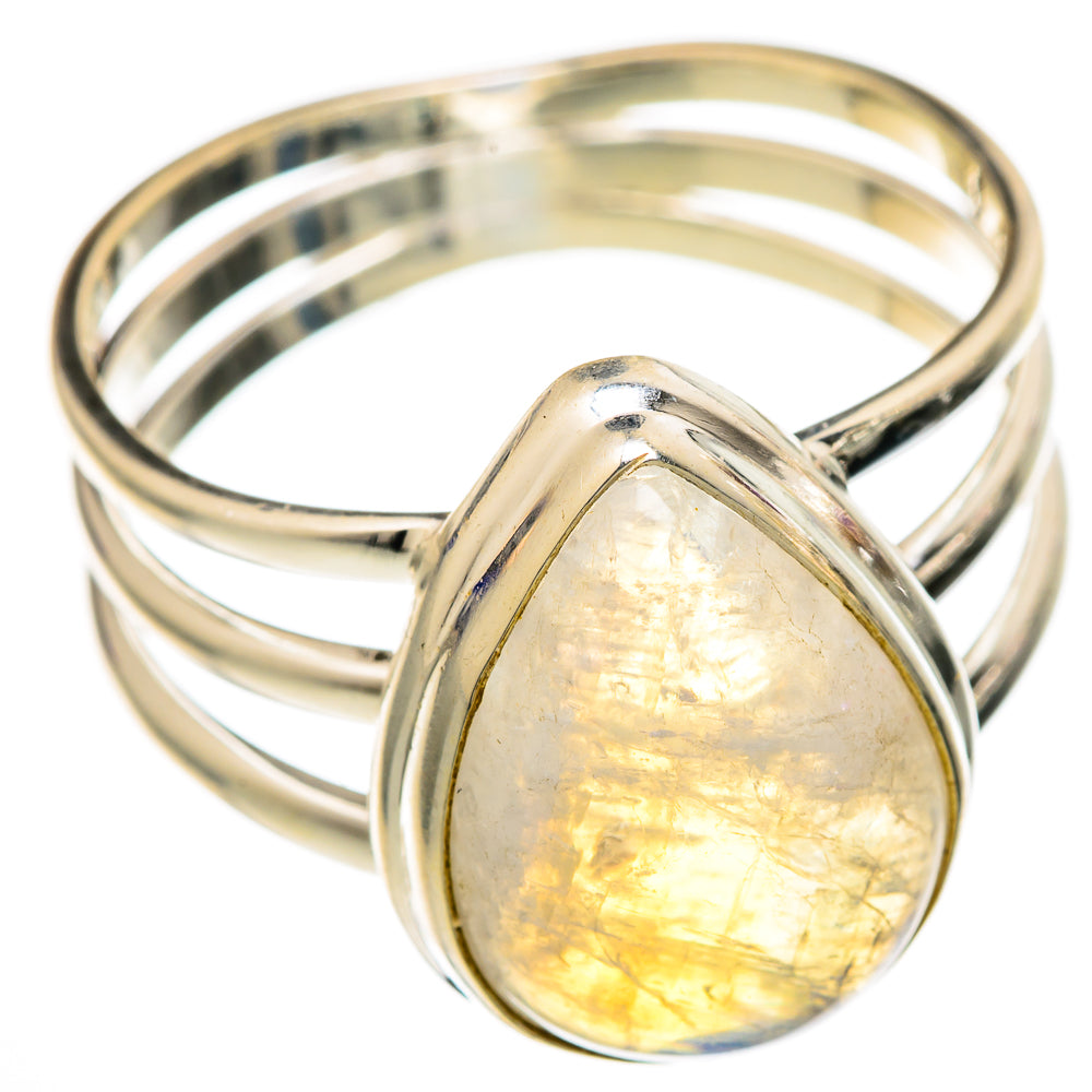Rainbow Moonstone Rings handcrafted by Anasilvercos - RING103190