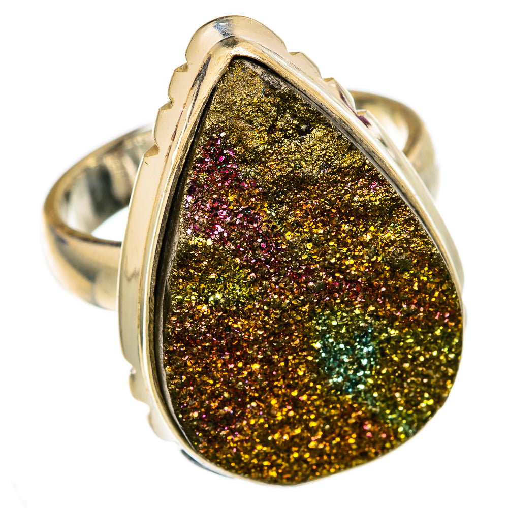 Spectro Pyrite Druzy Rings handcrafted by Anasilvercos - RING103212 - Photo 2