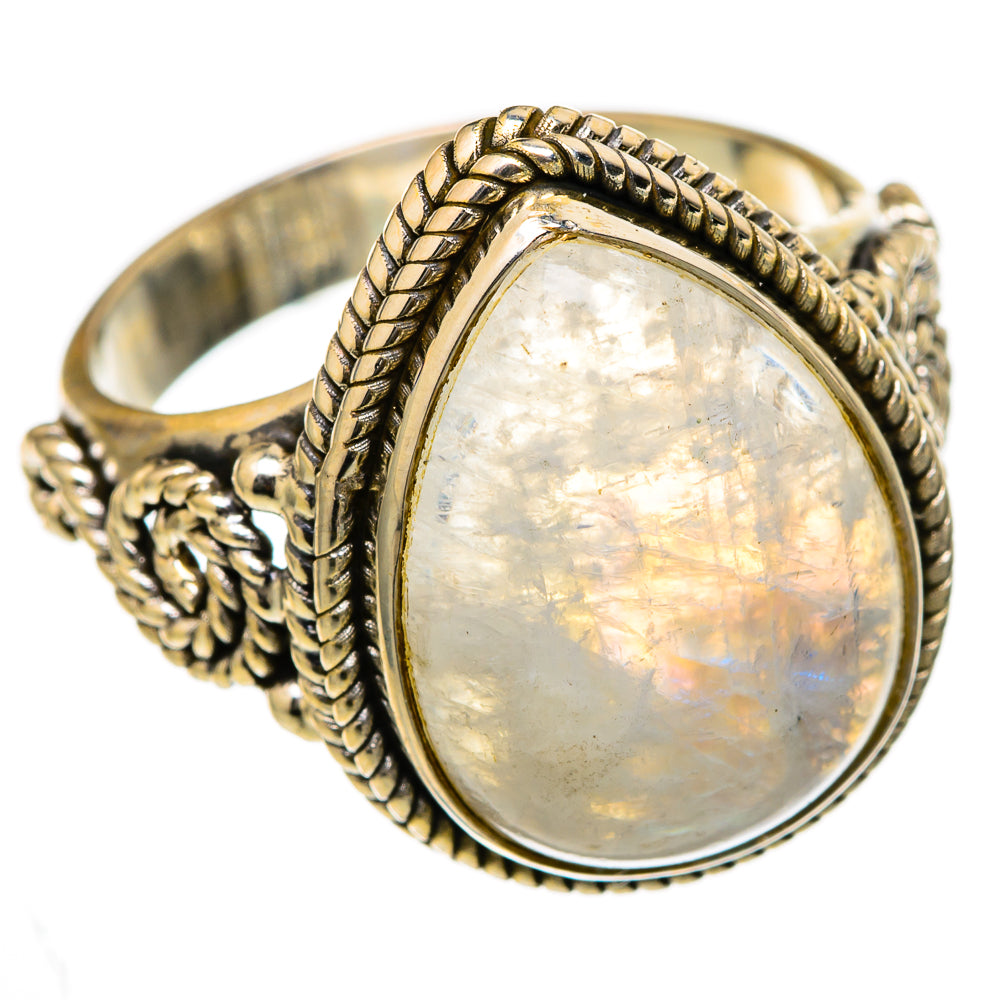 Rainbow Moonstone Rings handcrafted by Anasilvercos - RING103240
