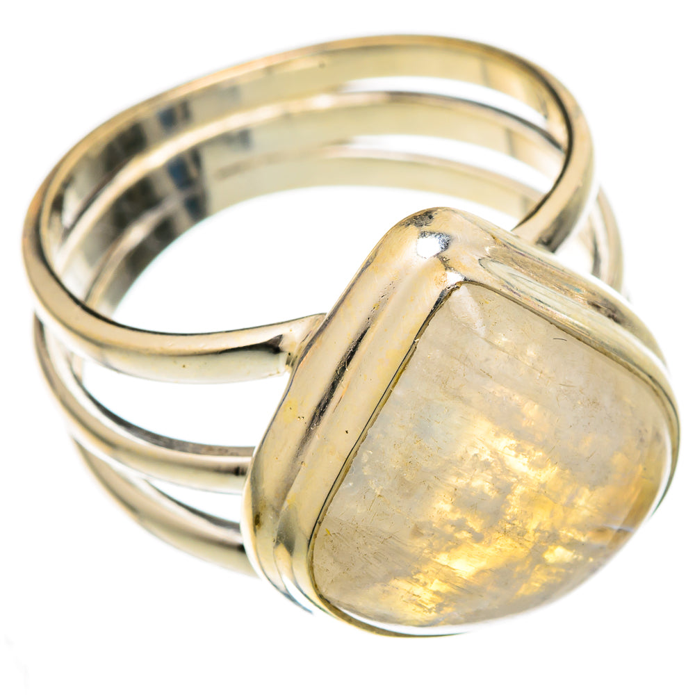 Rainbow Moonstone Rings handcrafted by Anasilvercos - RING103282