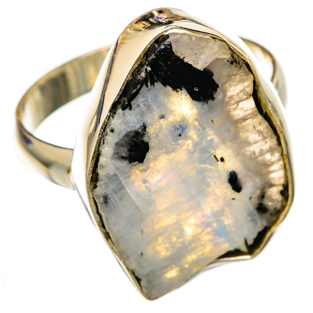 Rainbow Moonstone Rings handcrafted by Anasilvercos - RING103325
