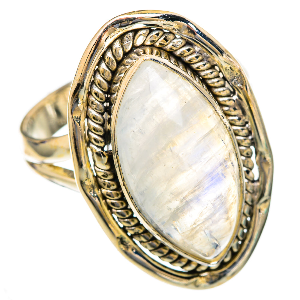 Rainbow Moonstone Rings handcrafted by Anasilvercos - RING103532