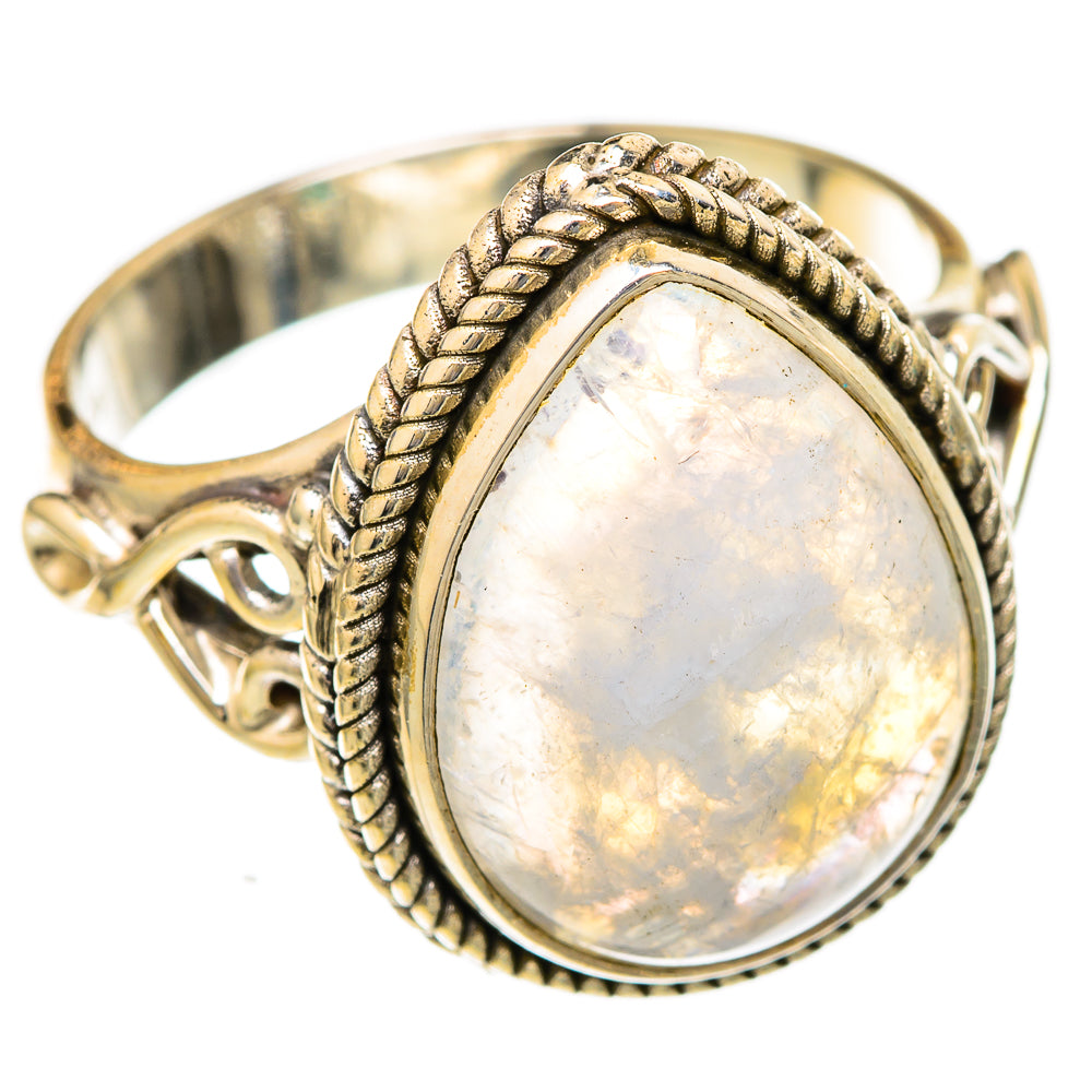 Rainbow Moonstone Rings handcrafted by Anasilvercos - RING103561