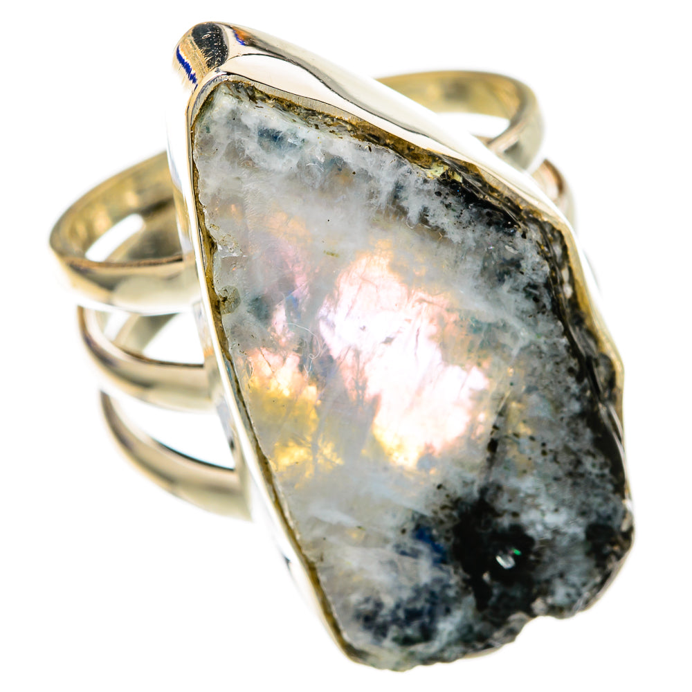 Rainbow Moonstone Rings handcrafted by Anasilvercos - RING103684