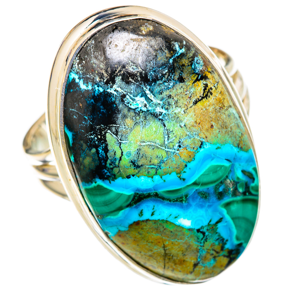 Chrysocolla In Malachite Rings handcrafted by Anasilvercos - RING103687