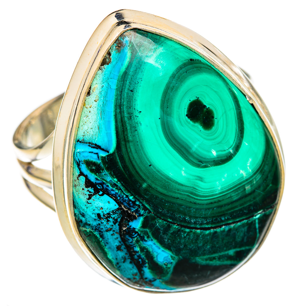 Malachite In Chrysocolla Rings handcrafted by Anasilvercos - RING103706
