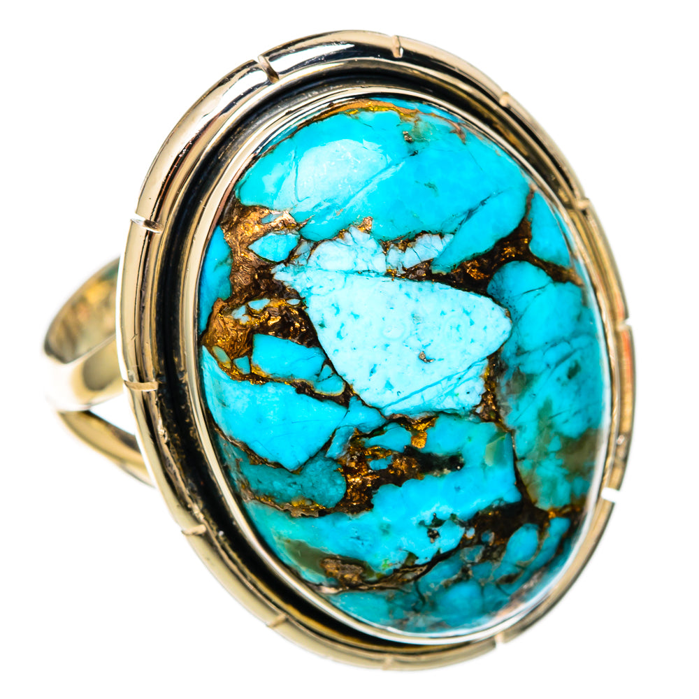 Blue Copper Composite Turquoise Rings handcrafted by Anasilvercos - RING104146 - Photo 2
