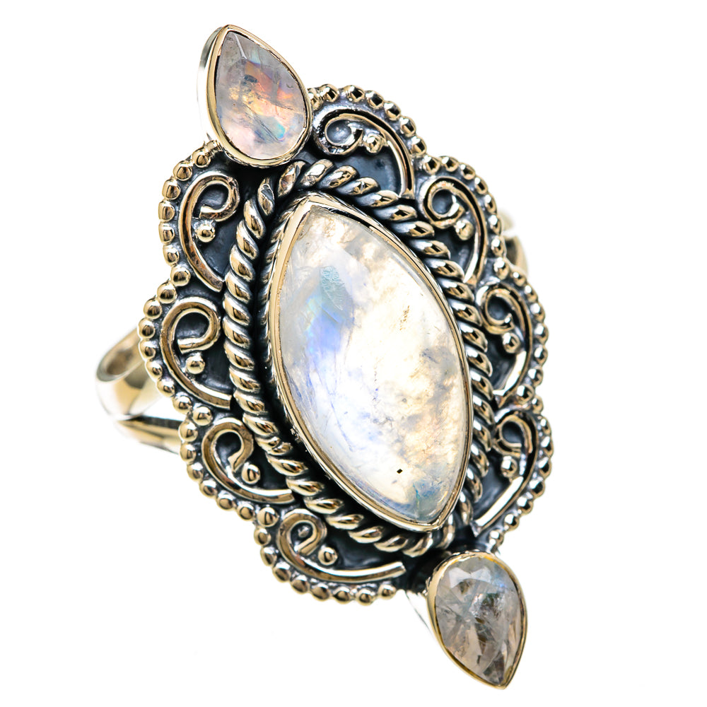 Rainbow Moonstone Rings handcrafted by Anasilvercos - RING104162 - Photo 2