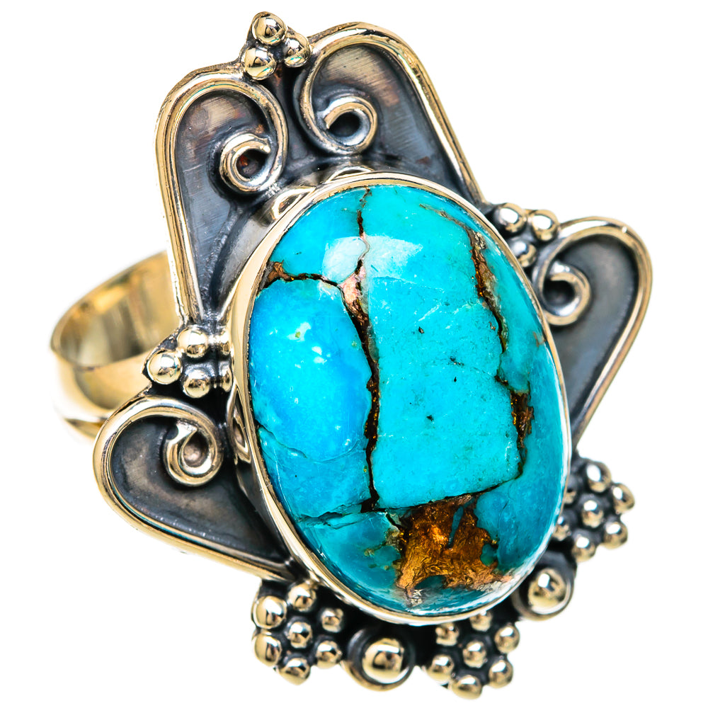 Blue Copper Composite Turquoise Rings handcrafted by Anasilvercos - RING104189 - Photo 2