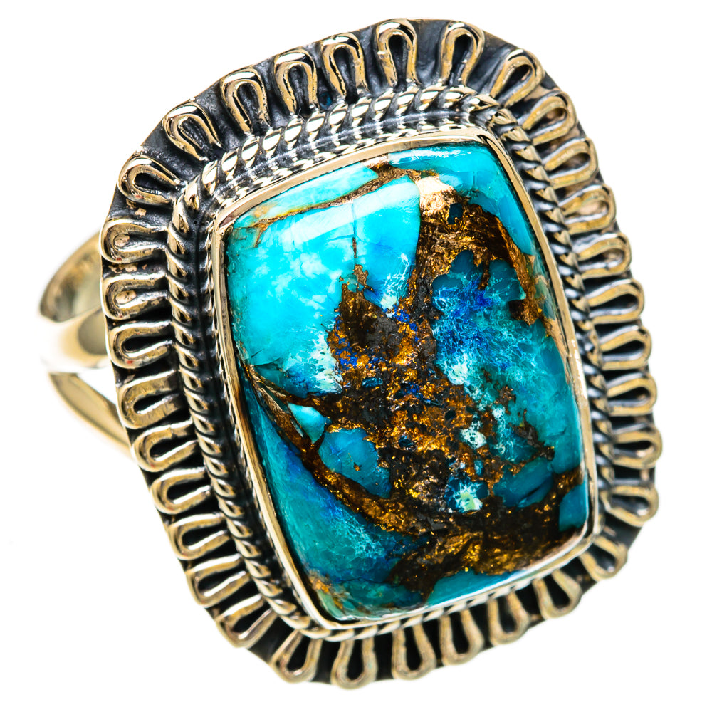 Blue Copper Composite Turquoise Rings handcrafted by Anasilvercos - RING104228 - Photo 2