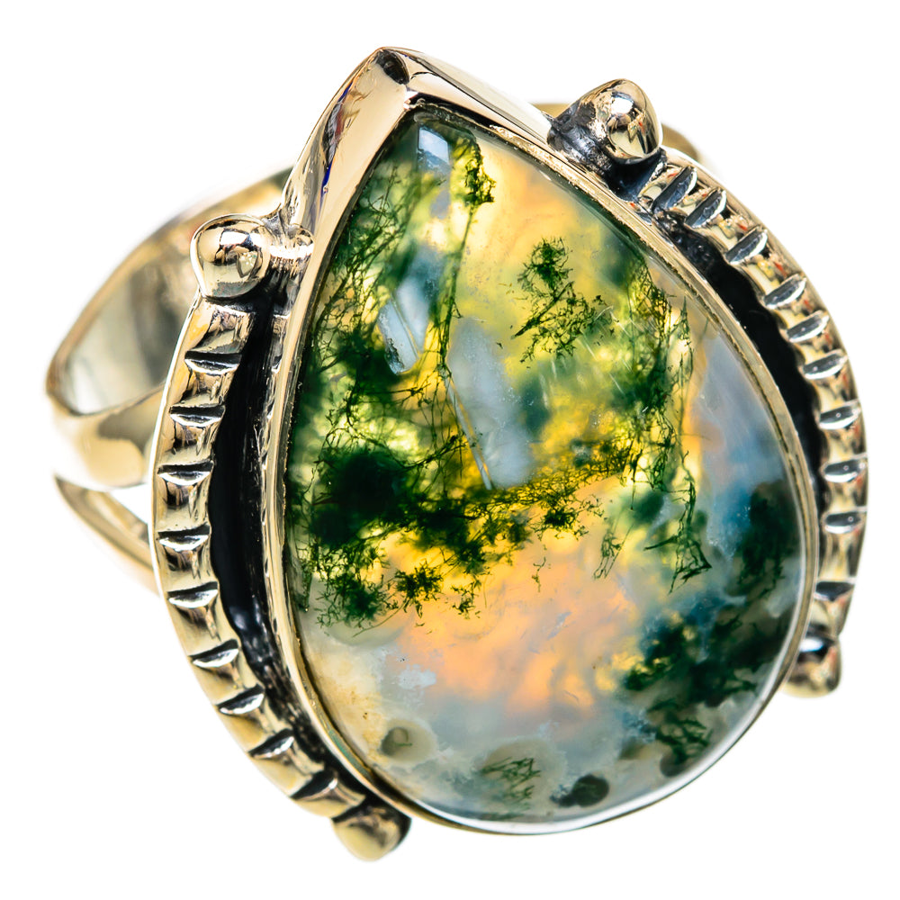 Green Moss Agate Rings handcrafted by Anasilvercos - RING104262 - Photo 2