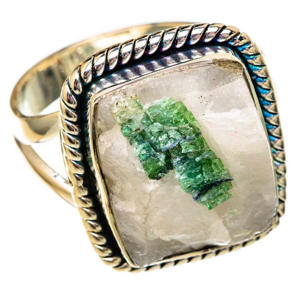 Green Tourmaline In Quartz Rings handcrafted by Anasilvercos - RING104336 - Photo 2