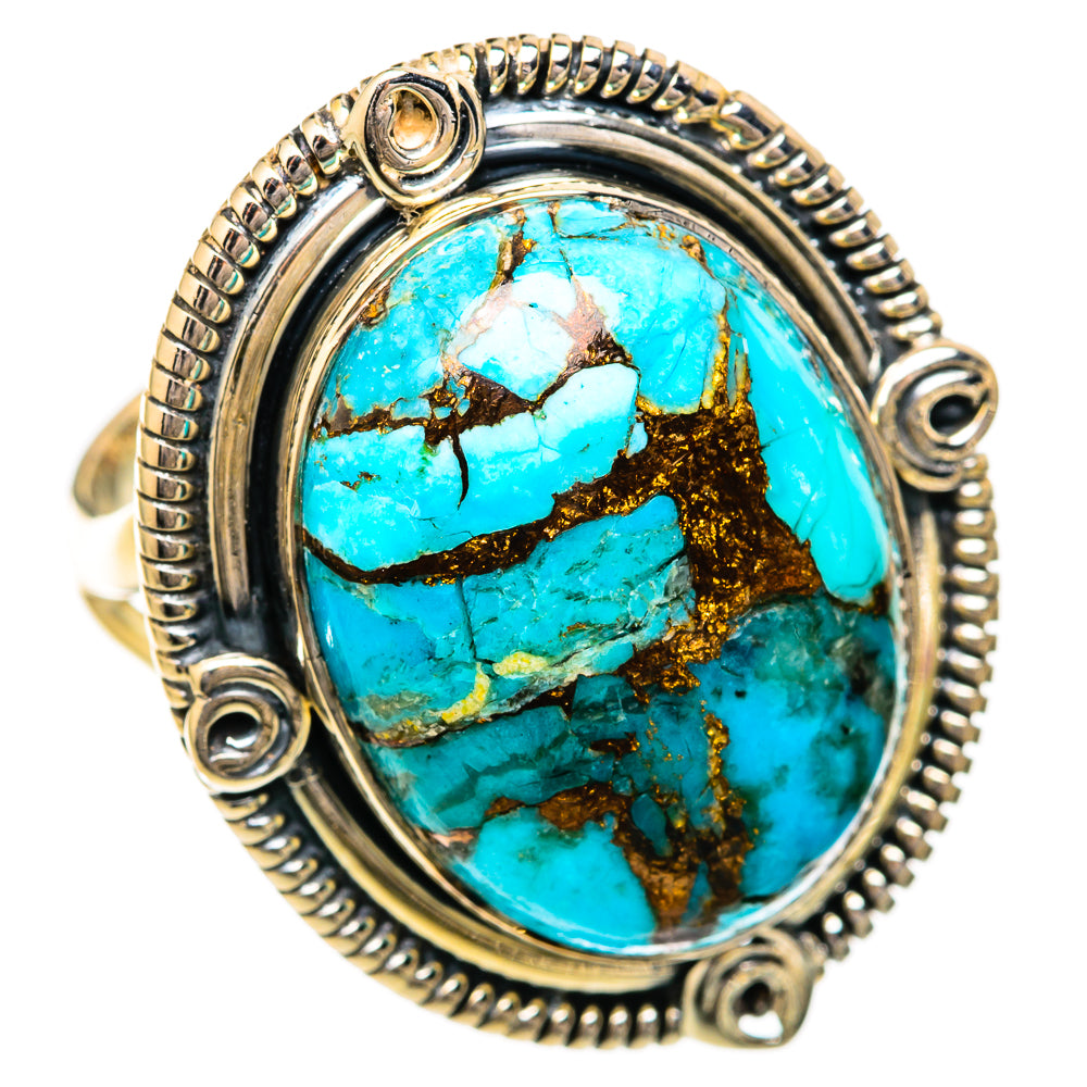 Blue Copper Composite Turquoise Rings handcrafted by Anasilvercos - RING104347 - Photo 2